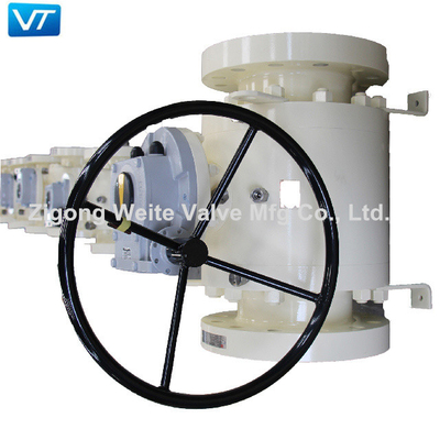OEM USA Gear Dioperasikan Ball Valve Flanged Ends Warna Putih 1.6Mpa-42Mpa