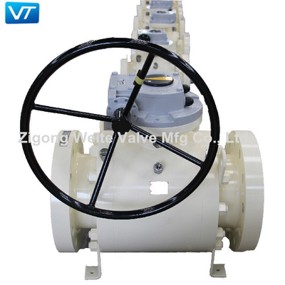 OEM USA Gear Dioperasikan Ball Valve Flanged Ends Warna Putih 1.6Mpa-42Mpa