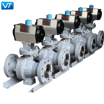 BS5351 2 &quot;Pneumatic Flanged Ball Valve Kelas 600 BS 5351 Ball Valve Dengan Limit Switch Box