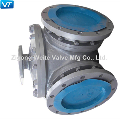 DN250 Pipeline Ball Valve Bare Stem L Tipe Tiga Arah 16 Inch
