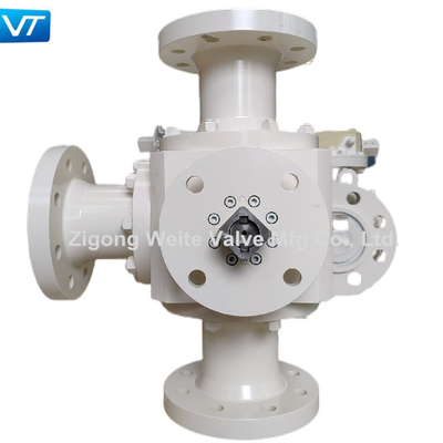 T Type API 6D Ball Valve Bare Stem ISO5211 Platform Tinggi Tiga Arah